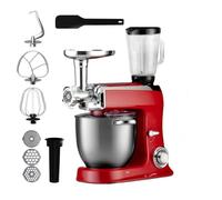 ROYALTY LINE, Robot Multifonction 2100W Rouge RLPKM2100BG-RED, Bol en Acier Inoxydable 7,5L, Accessoires Inclus : Fouet, Batteur, Crochet, Vitesses Inclinées, Protection Sécurisée