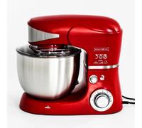 ROYALTY LINE, RLPKM1600-RED Robot Multifonction 1600W Rouge, Bol en Acier Inoxydable 6L, 6 Vitesses + Fonction Pulse, Accessoires Inclus, Idéal pour Pâtisserie et Cuisine