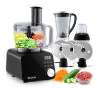 Robot Multifonction HOWORK, 6 en 1 Robot de Cuisine, 2.5L Robot Cuisine Multifonctions, Food Processor 1500W, Hachoir Mixeur - Noir