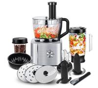 Robot multifonction, ,robot de cuisine,Inox, 11 en 1,1100W,blender, presse agrumes,double fouet, pétrin, spatule