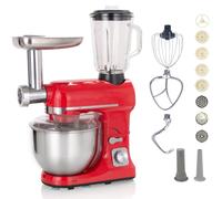 Robot multifonctions 5l 1000w rouge avec hachoir et blender 1,5l en verre