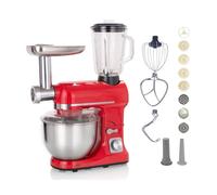 robot multifonctions 5l 1000w rouge avec hachoir et blender 1,5l en verre - robimix rouge