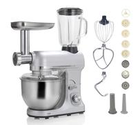 Robot multifonctions 5l 1000w silver avec hachoir et blender 1,5l en verre