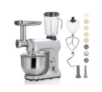 robot multifonctions 5l 1000w silver avec hachoir et blender 1,5l en verre - robimix silver