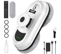Robot Nettoyeur de Vitre, 5600pa Robot Laveur de Vitre Automatique, 3 Modes de Nettoyage, Navigation Intelligente,Détection des Bords, Système de Sécurité, Télécommande et 10 Chiffons
