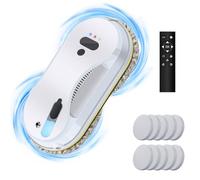 Robot nettoyeur de vitres avec fonction pulvérisateur, 5600 Pa, nettoyeur de vitres électrique, télécommande, avec réservoir de 40 ml, 8 chiffons, robot de nettoyage automatique pour toutes les