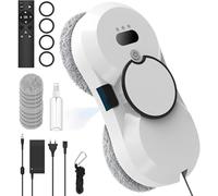 Robot Nettoyeur Vitre, 5600 Pa D'aspiration,Robot Laveur de Vitre Automatique, Système de Sécurité, Navigation Intelligente, Télécommandé, pour Toutes Les Surfaces Lisses, avec 10 Chiffons (A)