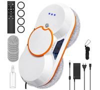 Robot Nettoyeur Vitre, 5600 Pa D'aspiration,Robot Laveur de Vitre Automatique, Système de Sécurité, Navigation Intelligente, Télécommandé, pour Toutes Les Surfaces Lisses, avec 10 Chiffons (A-)