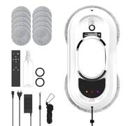Robot Nettoyeur Vitres, 5600Pa Robot Laveur de Vitre Automatique avec 3 Modes de Nettoyage, Système de Sécurité, Télécommande, Navigation Intelligente, 10 Chiffons pour Toutes Les Surfaces Lisses
