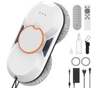 Robot Nettoyeur Vitres, 5600Pa Robot Laveur de Vitre Automatique avec Double Pulvérisation D'eau Automatique, 3 Modes de Nettoyage, Télécommande, Navigation Intelligente, Système de Sécurité＆8 Chiffon