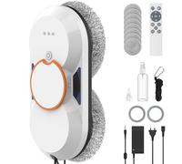 Robot Nettoyeur Vitres, 5600Pa Robot Laveur de Vitre Automatique avec Double Pulvérisation D'eau Automatique, 3 Modes de Nettoyage, Navigation Intelligente, Télécommande et 8 Chiffons de Nettoyage