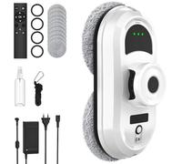 Robot Nettoyeur Vitres, 5600Pa Robot Laveur de Vitre Automatique avec Fonction de Pulvérisation D'eau Automatique, 3 Modes de Nettoyage, Navigation Intelligente, Télécommande&10 Chiffons de Nettoyage