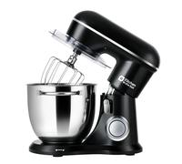 Robot Pâtissier 1300W avec Bol Inox 5L, 10 Vitesses + Pulse, Robot de Cuisine Multifonction avec Fouet, Batteur et Crochet Pétrisseur, Idéal pour Pain Maison, Pizza, Gâteaux et Pâtisserie(Noir)
