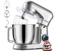 Robot Patissier 1300w Zurio 5.5L Batteurs Et Robots Portable à 10 Vitesses Avec Fonction De Fermentation Silencieuse, Avec Accessoires Crochet à PâTe, Fouet, PéTrin Argent
