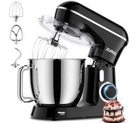 Robot Patissier 1300w Zurio 5.5L Batteurs Et Robots Portable à 10 Vitesses Avec Fonction De Silencieuse, Avec Accessoires Crochet à PâTe, Fouet, PéTrin Noir
