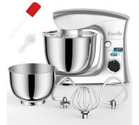 Robot Patissier 1500 W, Facelle 5,5L& 4,5L Robot Cuisine Multifonctions, 10+P Mixer Cuisine Professionnel Avec Fouet, Batteur, Crochet Pétrisseur et Protection Anti-Éclaboussures