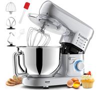 Robot Patissier, 1500W Robot Cuisine Multifonctions 6,5L Faible Bruit Robot Pétrin Professionnel avec Crochet Pétrisseur, Batteur, Fouet à Fil, Couvercle, 6+P Vitesses