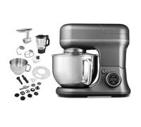 MEDION Robot de cuisine avec hachoir à viande, blender 3 en 1, Titane | Bol en acier inoxydable, 1 200 W, râper, émincer, écran tactile numérique, machine à pétrir, machine à pâte, MD18430