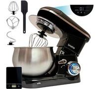 Robot Pâtissier, Bol Inox 5L 6 Vitesses Écran Tactile LED + Balance de Cuisine, Briebe, KM1164B, 1800, Noir Noir G