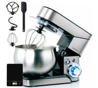 Robot Pâtissier Cuisine Multifonction Bol Inox 5L 6 Vitesses + Balance Numerique Briebe KM1114B 1800W Acier Inoxydable
