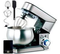 Robot Pâtissier Cuisine Multifonction Bol Inox 5L 6 Vitesses + Balance Numerique Briebe KM1114B 1800W Acier Inoxydable