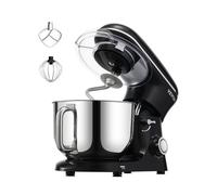VEVOR Robot pâtissier domestique 1400 W, batteur sur socle 5,68 L, mixeur à pâte avec 6+P vitesses, tête inclinable, avec bol en acier inox, crochet, fouet, batteur plat, grattoir, pour cuisson, noir