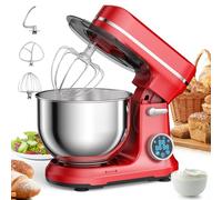 Robot pâtissier électrique 1200 W avec écran LED, bol en acier inoxydable de 5 L, 11 vitesses, tête inclinable, crochet pétrisseur, batteur plat et fouet inclus. Idéal pour la pâtisserie au