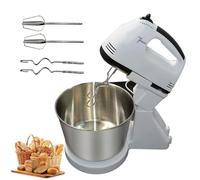 Robot pâtissier électrique 7 vitesses avec bol de 2 L et support, incluant 2 fouets et 2 crochets pétrisseurs, idéal pour la préparation de gâteaux, crèmes glacées et plus encore.