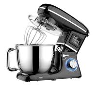 Robot pâtissier électrique haute capacité 6,2 L à 6 vitesses et tête inclinable, puissance 1 500 W, écran numérique LED. Idéal pour la préparation culinaire. (noir)