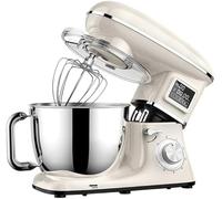 Robot pâtissier électrique haute capacité 6,2 L à 6 vitesses et tête inclinable, puissance 1 500 W, écran numérique LED. Idéal pour la préparation culinaire. (Blanc)