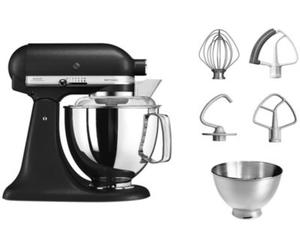 Robot pâtissier KITCHENAID 5KSM175PSEBK Artisan Truffe Noire, 4,8 L, bol avec poignée + bol 3 L, batteur souple et couvercle