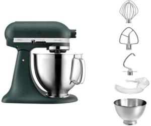 Robot pâtissier KITCHENAID 5KSM185PSEPP Artisan vert sapin, 4,8 L, accessoires inox, bol 3L, couvercle antiprojections