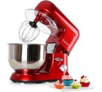 Robot pâtissier - Klarstein - 1200W - Robot cuisine - Bol mélangeur en inox de 5L - 6 vitesses - Robot multifonction - Rouge