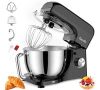 Robot Pâtissier Multifonction, Facelle 1300W Robot Patissier, 10 vitesses avec pulse Robot Petrin Professionnel, Robot de Cuisine avec bol 5,5L, Fouet, Crochet à pâte et Batteur plat (Noir)