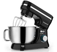 Robot Pâtissier Multifonctions, Vospeed Robot de Cuisine 1000W 5QT avec Fouet, Crochet Pétrisseur, Fouet à Gâteau, bol en acier Inoxydable, Pare-Éclaboussures (Noir)