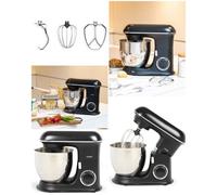 Robot Pâtissier - Noir - 6.5L - 1400W - 6 Vitesses - Couvercle Anti-Projections