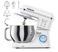 Robot Pâtissier PATBRELA 1300W 5.3L 10 Vitesses+Pulse Batteur Planétaire Pétrin et Fouet Mélangeur Cuisine pour Pâtisserie et Pain