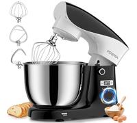 Robot Patissier, POWWA 5 L Professionnel Robot de Cuisine, 10 Vitesses avec Fonction Pulse avec Fouet Crochet Pétrisseur et Batteur, Housse anti-Poussière
