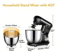 Robot pâtissier professionnel 1000 W, six vitesses, 3,5 L, cuve en acier inoxydable 304, pétrin