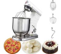 Robot pâtissier robuste, 3 vitesses, idéal pour la boulangerie et la restauration, avec bol en acier inoxydable, crochet pétrisseur, fouet et batteur. Appareil de cuisine multifonction.