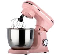 Royal Swiss® Robot de cuisine malaxeur pétrisseur 5 L 1500W - Bol Inox 5L - 10 Vitesses + Fonction Pulse - Mouvement Planétaire 360° - Batteur, Crochet, Fouet - Silencieux - Rose (Rose)