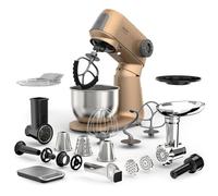 Robot pâtissier SENCOR STM 7630RS Gordon 1500 W, bol inox 5,5 L, hachoir à viande, trancheuse/râpe 4 cônes, machine à biscuits, beige/champagne