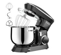 Robot Pâtissier Vezzio Robot Cuisine Multifonctions 8.5L Robot Pâtissier 6 Vitesses Robot Pétrin Professionnel Faible Bruit vec Crochet Pétrin,Batteur plat,Fouet à Fils (Noir)