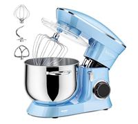 Robot Pâtissier Vezzio Robot Cuisine Multifonctions 8.5L Robot Pâtissier 6 Vitesses Robot Pétrin Professionnel Faible Bruit vec Crochet Pétrin,Batteur plat,Fouet à Fils (Bleu)
