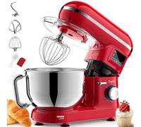 Robot Pâtissier Zuccie 1500W 5.5L Bol d'Acier Inoxydable Professionnel Robot patissier,Écran LCD,Avec Crochet Pétrisseur,Batteur,Fouet à Fil,protection contre les éclaboussures,6 Vitesses