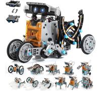 Robot Solaire pour Enfant,14 en 1 Robot Solaire Kit Robot à Construire de 190 Pièces Energie Solaire et Batterie Double DIY Cadeau