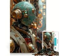 Robot Steampunk en Ville Puzzle de 1000 Pièces pour Adultes pour Stimuler Le Cerveau Jeu d'art et de Détente Cadeau Souvenir 50x75cm