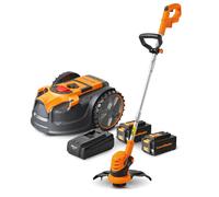 Robot tondeuse autonome 24V sans fil périmétrique - Le robot le plus simple du marché + Coupe bordures 24v et 2 batteries.