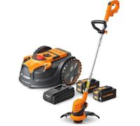 Lawnmaster Robot Tondeuse Autonome 24V sans Fil périmétrique - Le Robot Le Plus Simple du marché + Coupe Bordures 24v et 2 Batteries.