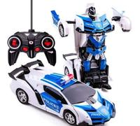 robot voiture de police 2 en 1 avec télécommande pour enfants à partir de 4 ans, jouet Transformer - ROBOCAR